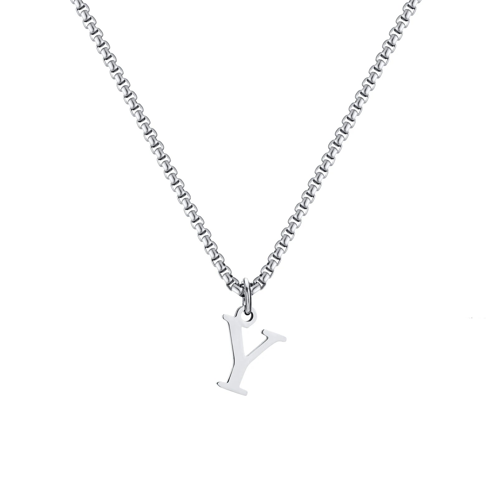 A-Z Letter Necklace - Silver - BRAVAN A-Z Letter Necklace - Silver  (Store description)