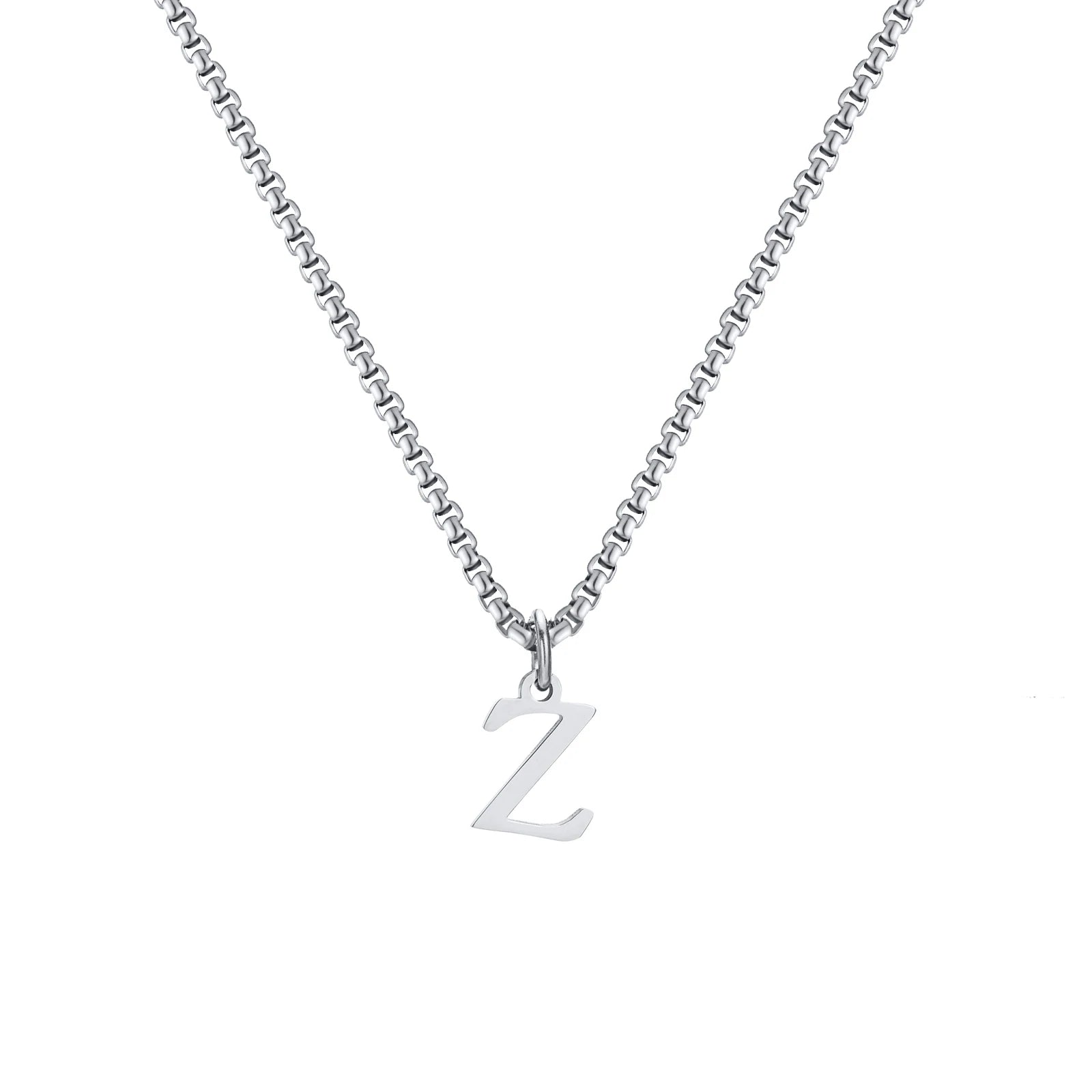 A-Z Letter Necklace - Silver - BRAVAN A-Z Letter Necklace - Silver  (Store description)