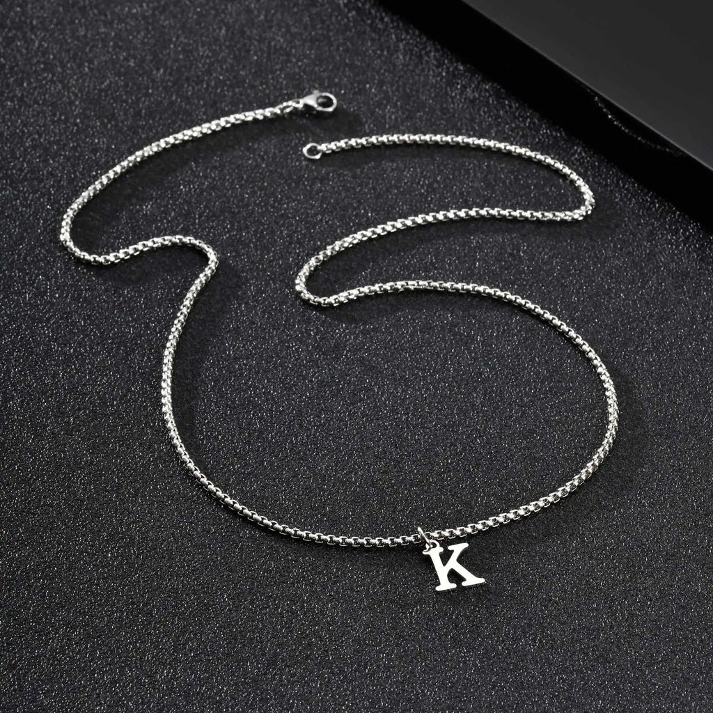 A-Z Letter Necklace - Silver - BRAVAN A-Z Letter Necklace - Silver  (Store description)
