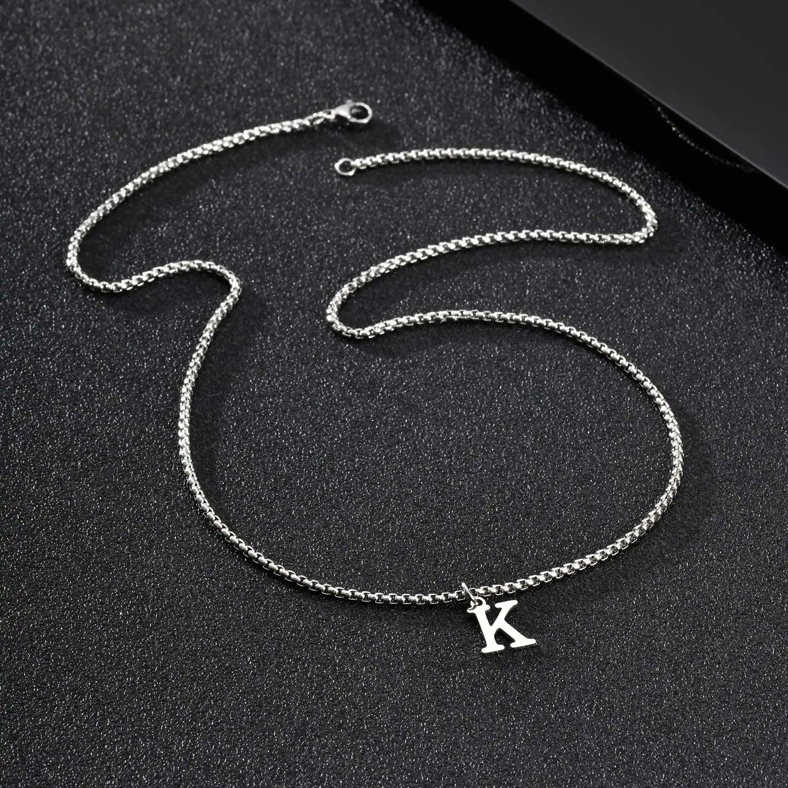 A-Z Letter Necklace - Silver - BRAVAN A-Z Letter Necklace - Silver  (Store description)