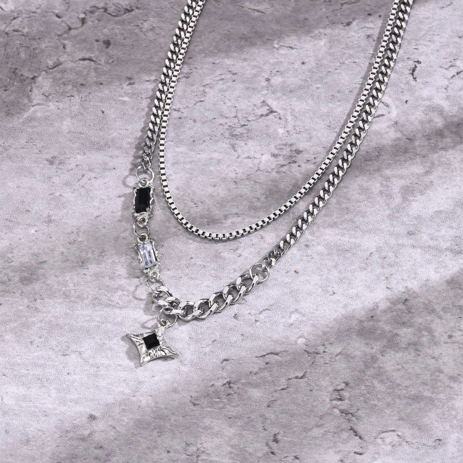 Black Star Necklace - Silver - BRAVAN Black Star Necklace - Silver  (Store description)