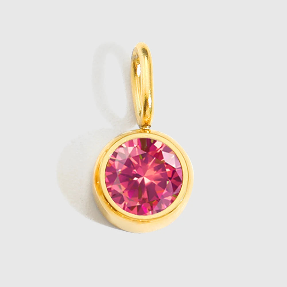 Round Birthstone Pendants - Gold