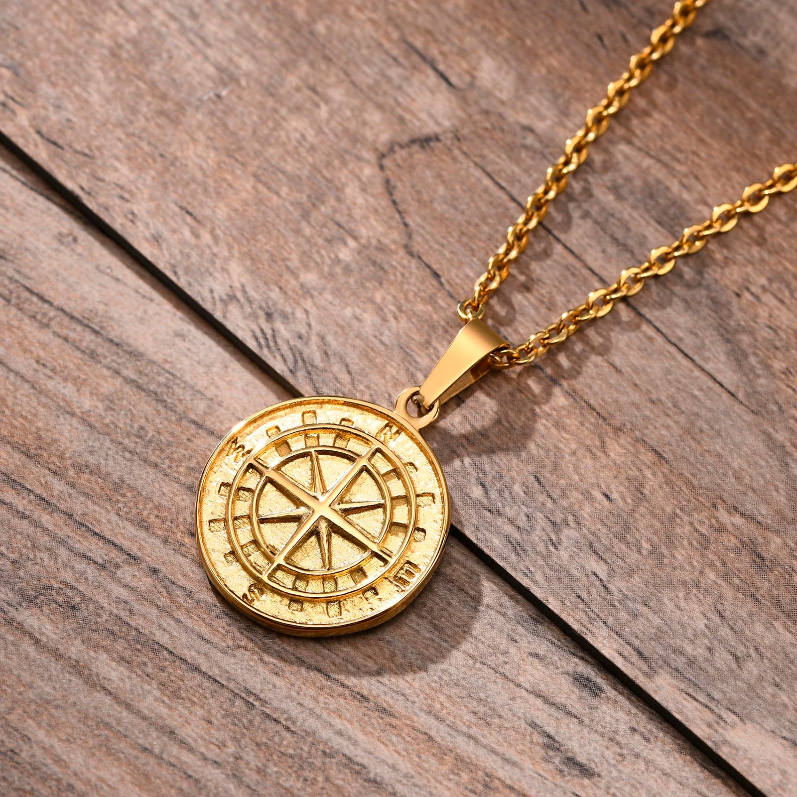 Stacked Compass Necklace - Gold - BRAVAN Stacked Compass Necklace - Gold  (Store description)