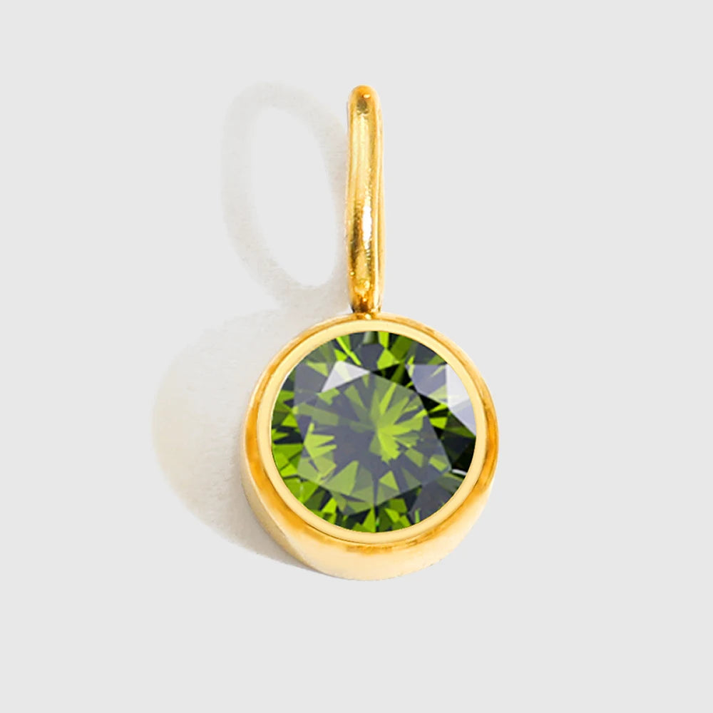 Round Birthstone Pendants - Gold